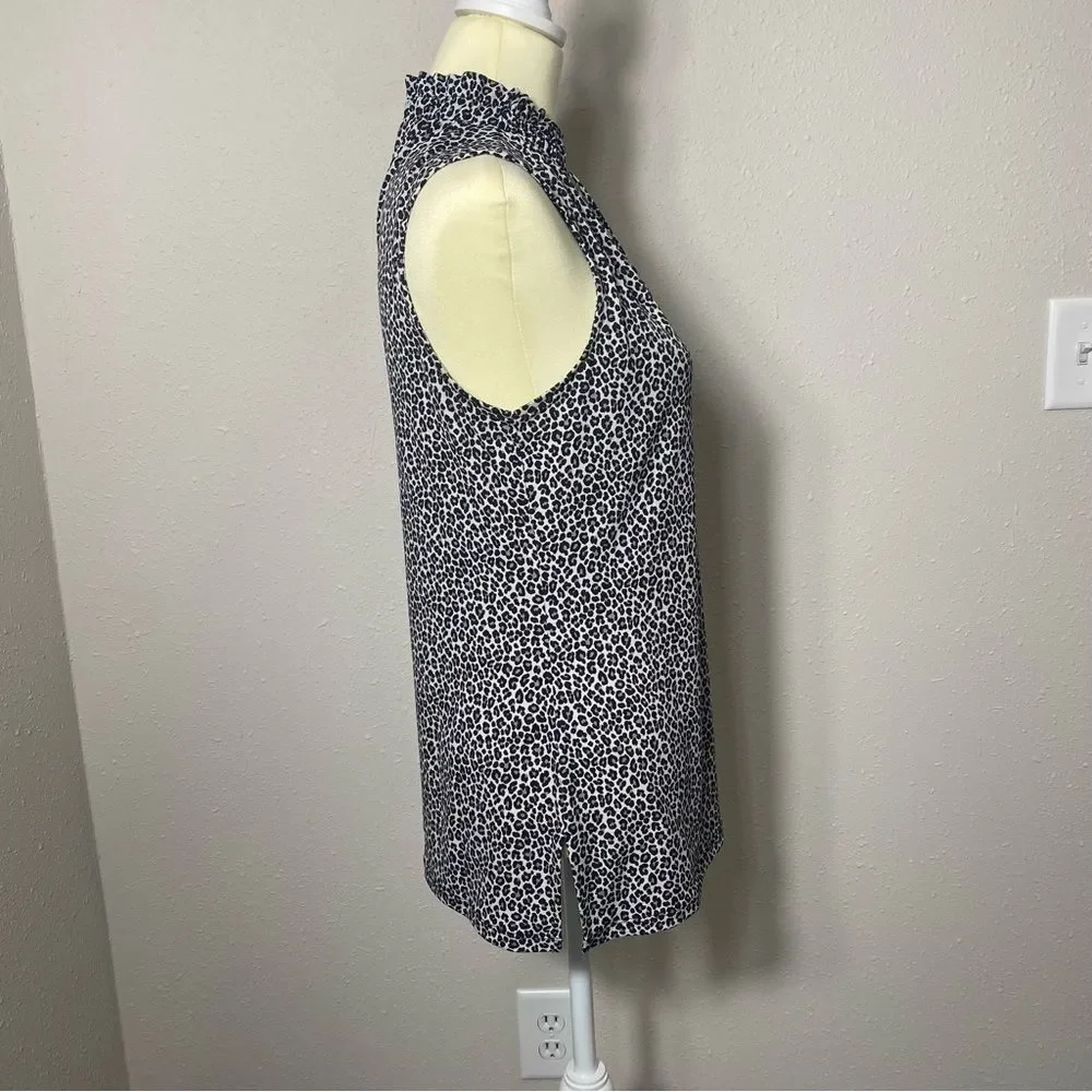 Michael Kors Ruffle Neck Sleeveless Animal Print Blouse Women's Size Small